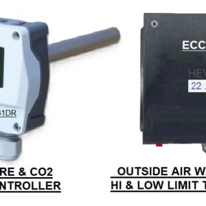 ECON. CYCLE CONTROL ONLY with R/A DUCT TEMP. & C02 SENSOR + O/A WALL MOUNT LIMIT T/STAT c/w DISPLAY